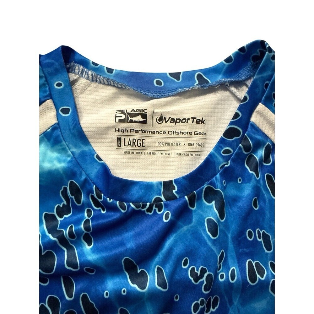 Pelagic VaporTek Blue Fishing Performance Shirt Youth Large Offshore Gear NWT - Picture 3 of 7